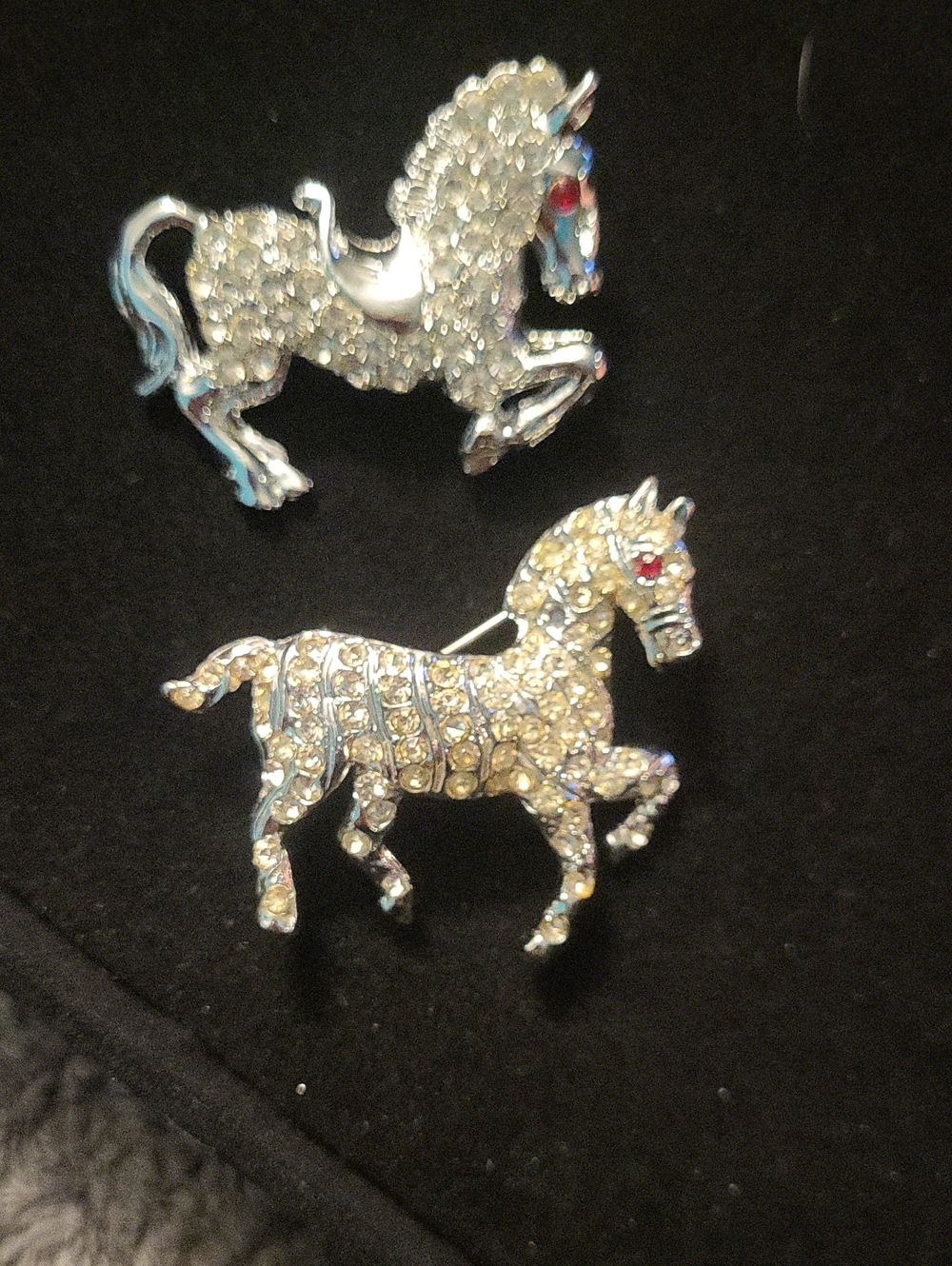 Vintage Rhinestone Horse Brooches